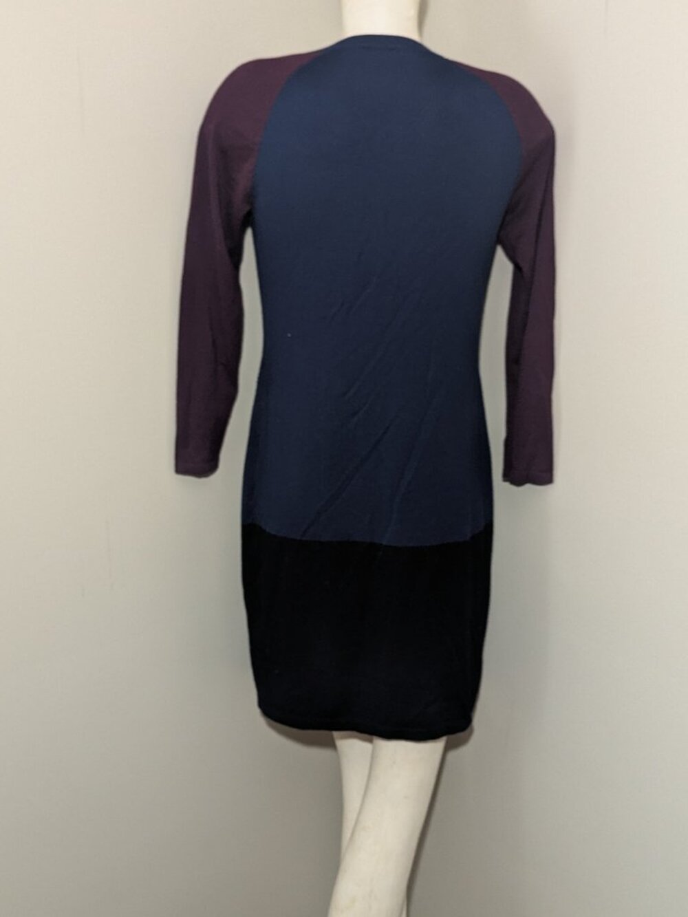 PLANET Colorblock T-shirt Dress Size 8 Navy Blue Burgundy Black - Picture 3 of 6